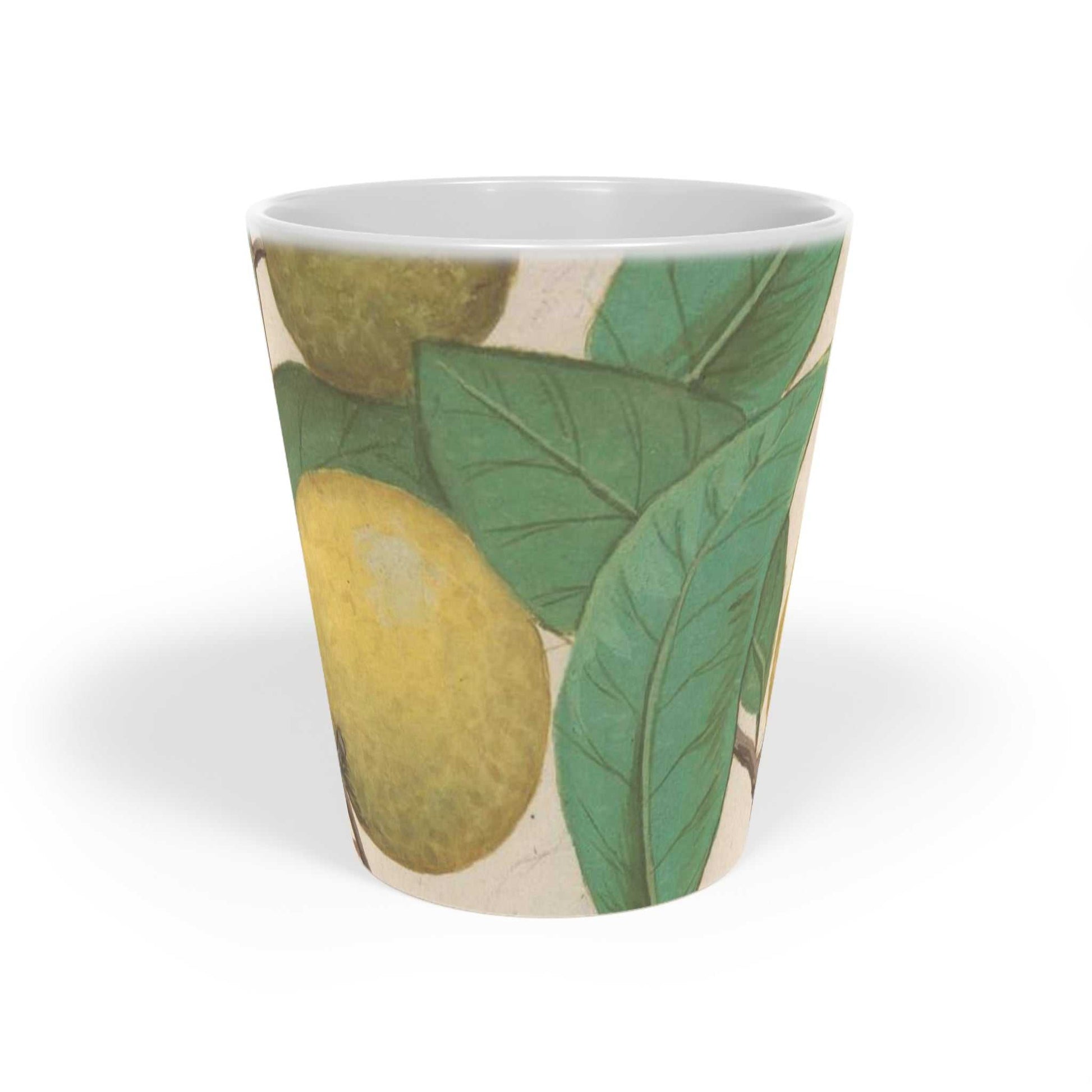 'Lemon Tree' Latte Mug, 12oz Scratch resistant white ceramic with c shaped handle - Free standard Shipping in Canada.