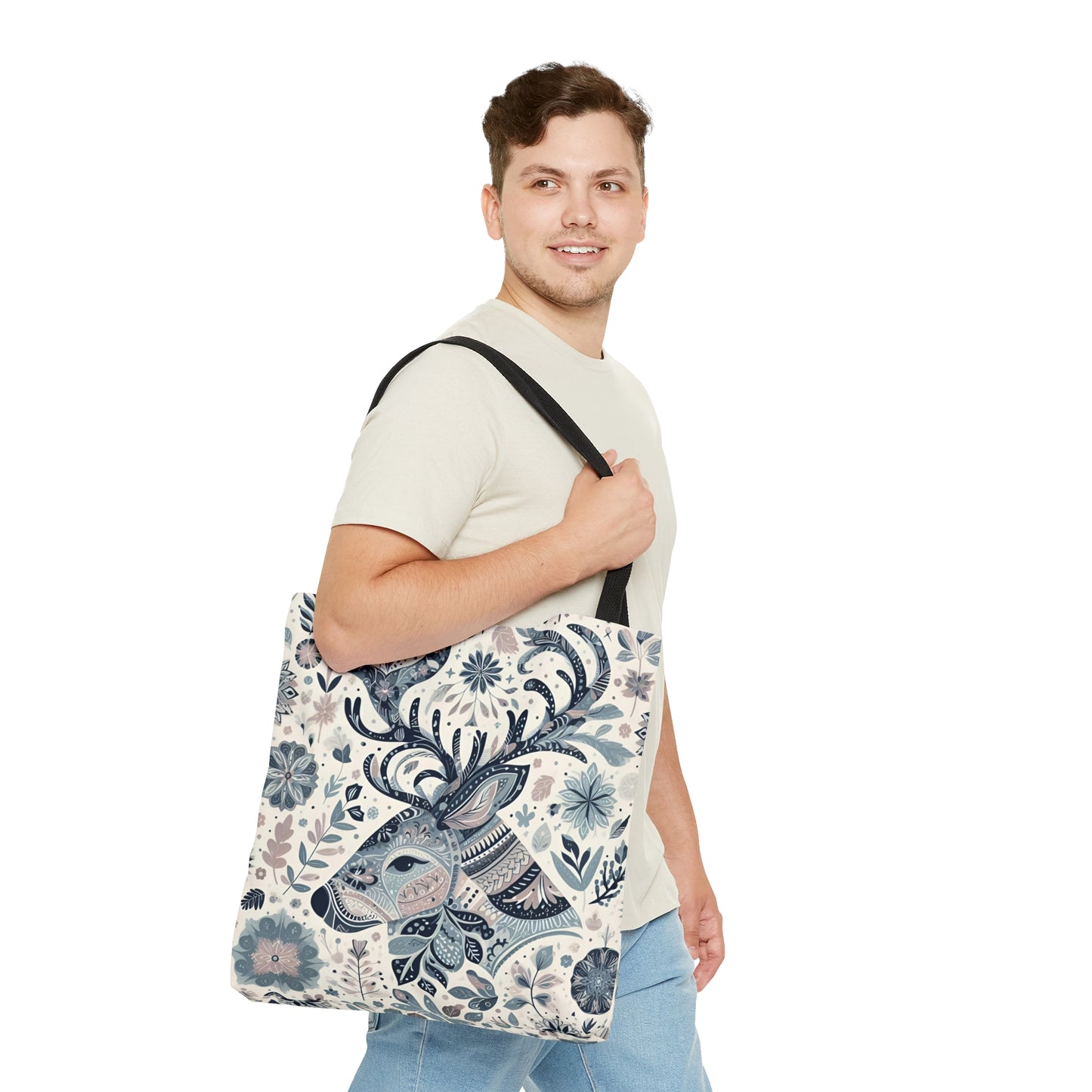 Scandi Deer - Large Tote Bag by Fjarils