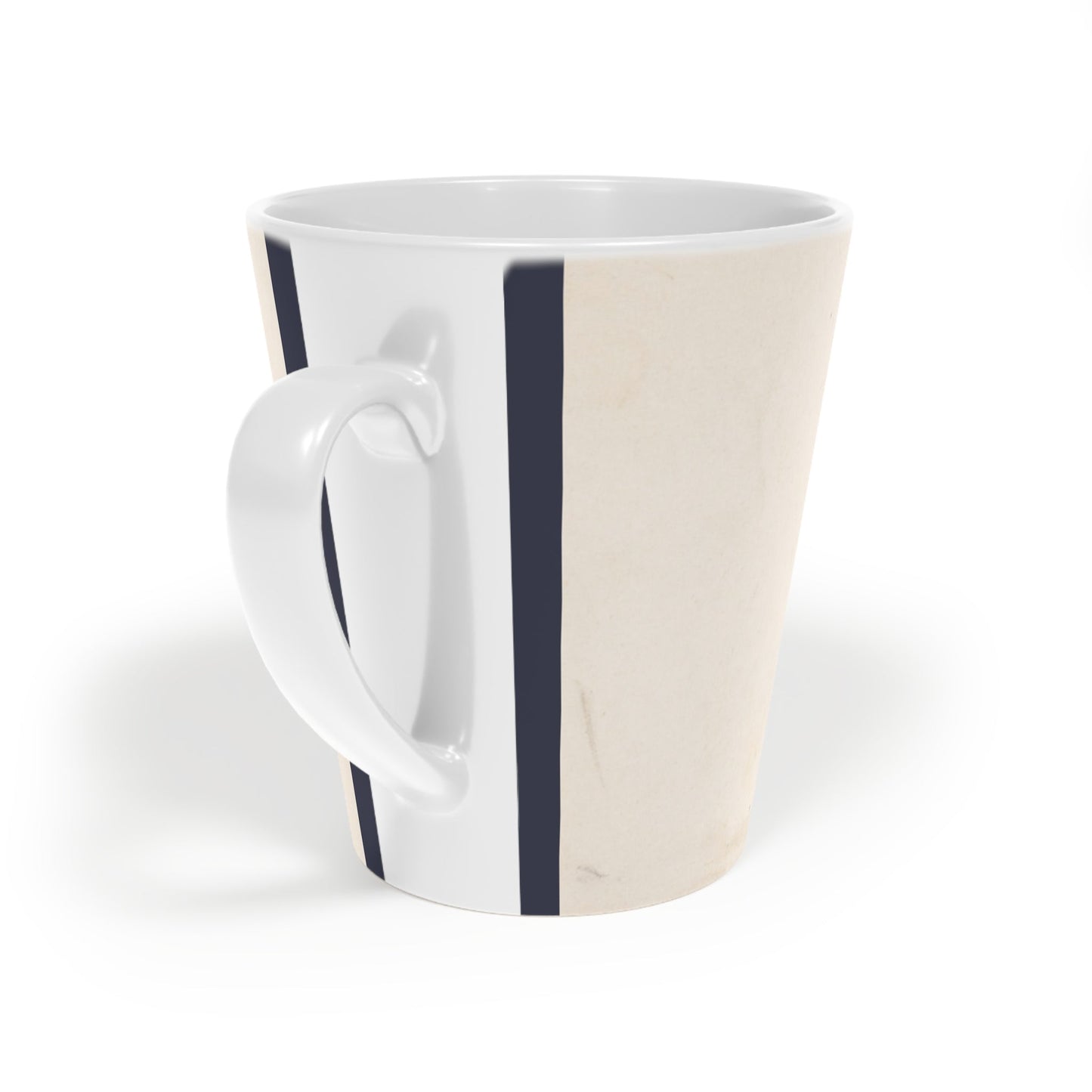 'Dog and Bone' scratch resistant ceramic Latte Mug with c shaped handle 12oz - scratch resistant 'Cycling' Latte Mug, 12oz - Free shipping in Canada. in a bue and white illustration depicting a dog with a bone in his mouth illustration