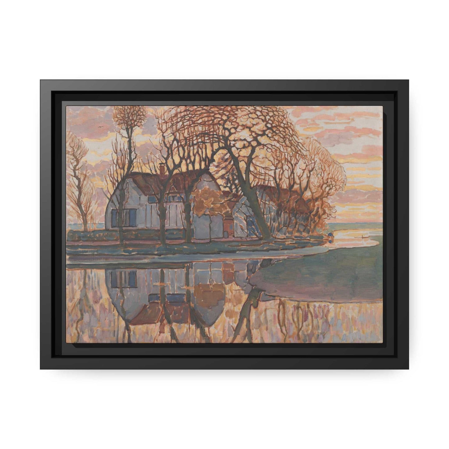 Bright Floral patterned ceramic Latte Mug with c shaped handle 12oz - scratch resistant 'Farm near Duivendrecht' by Piet Mondrian Matte Canvas Museum Art Print Black Wooden Frame 12x 9 inches Africa Blooms Canvas mug Fjarils Fjarils Home page mug