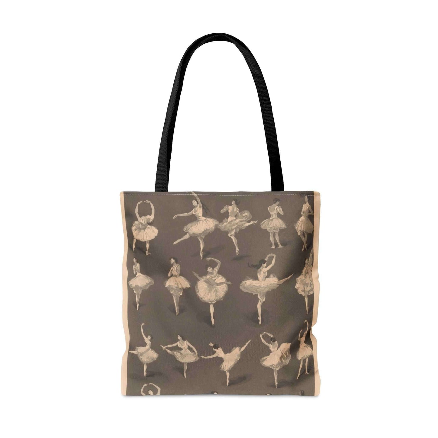 Ballet dancers' Large tote bag Cream colored sketches of ballet dancers in various positions on a brown background