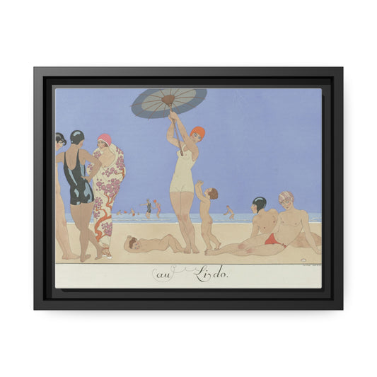 'On the Beach 1924' Matte Canvas Art Print, Black Wooden Frame