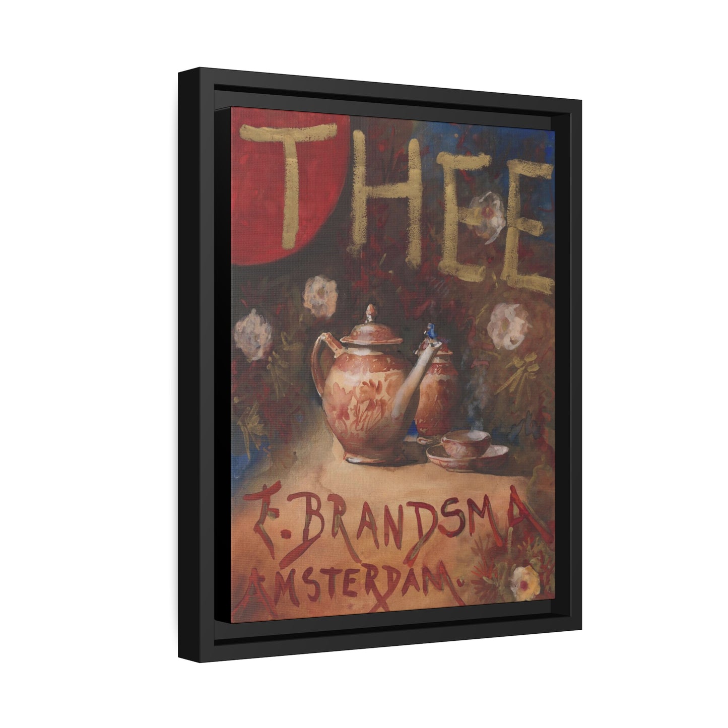 'Tea Time in Amsterdam' Black framed Canvas Art Print 11 x 14inches