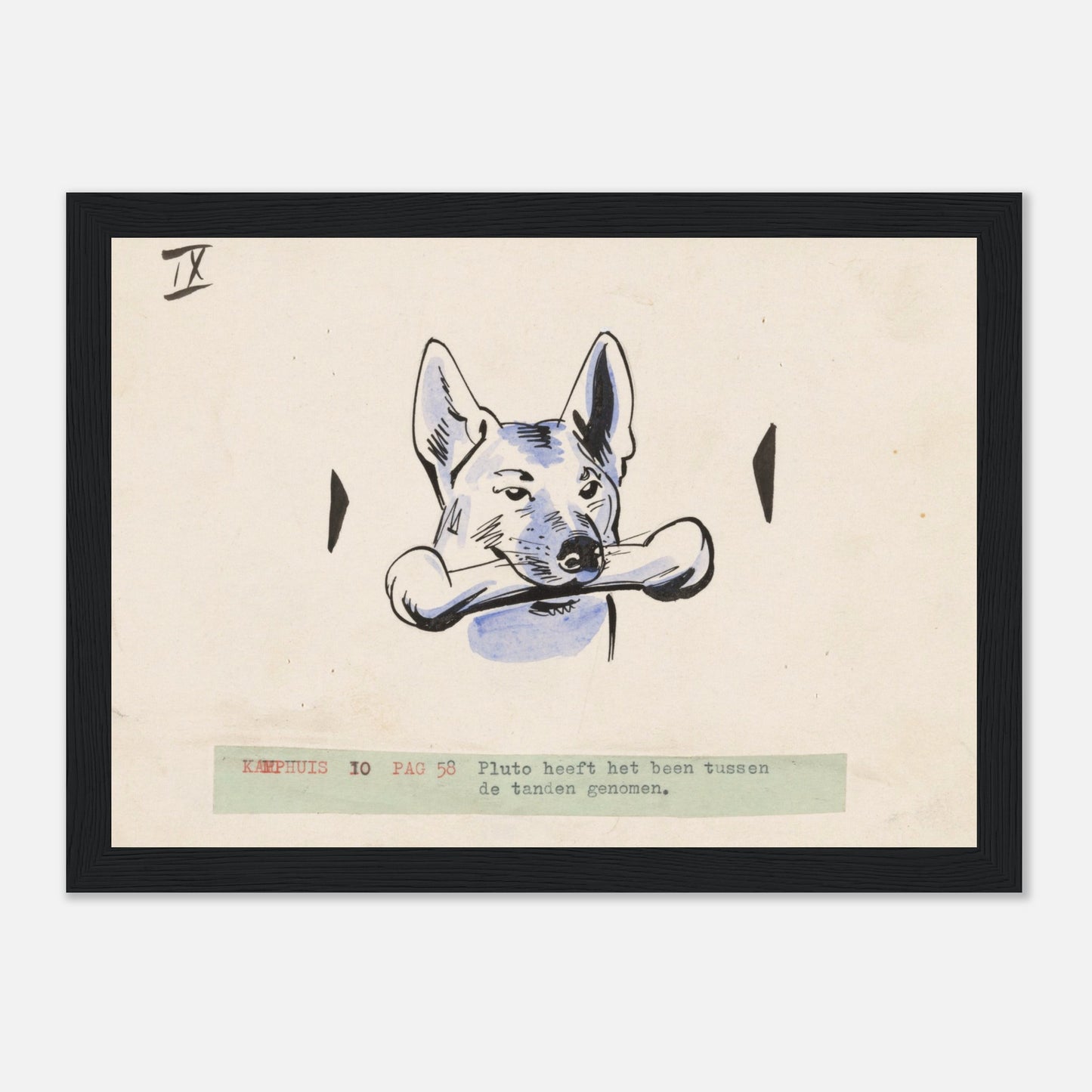 ‘Pluto with a Bone’ 8 x 12 inches Museum-Quality Matte Paper - Wooden Framed Poster