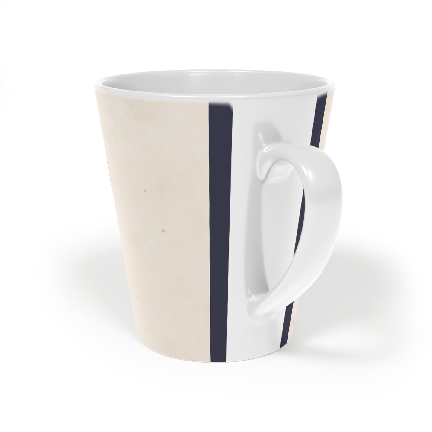 'Dog and Bone' scratch resistant ceramic Latte Mug with c shaped handle 12oz - scratch resistant 'Cycling' Latte Mug, 12oz - Free shipping in Canada. in a bue and white illustration depicting a dog with a bone in his mouth illustration