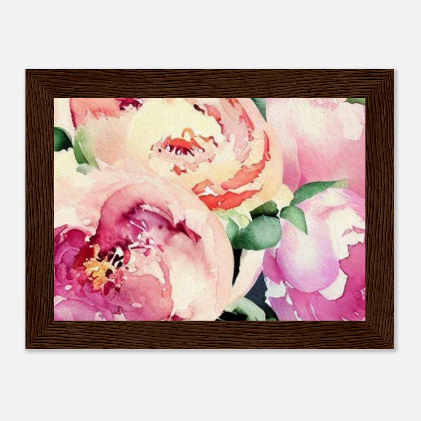 'Peonies' Museum-Quality Matte Paper Wooden Framed Poster