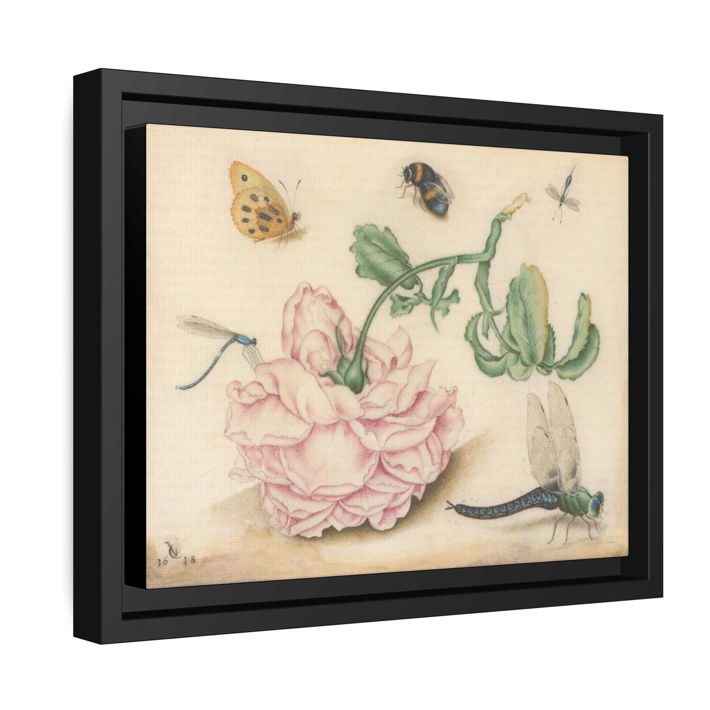'Butterfly and Rose' - Matte Canvas, Black Wooden Frame - Museum Art Print 12 x 9 inches Africa Blooms Canvas mug Fjarils Fjarils Home page mug