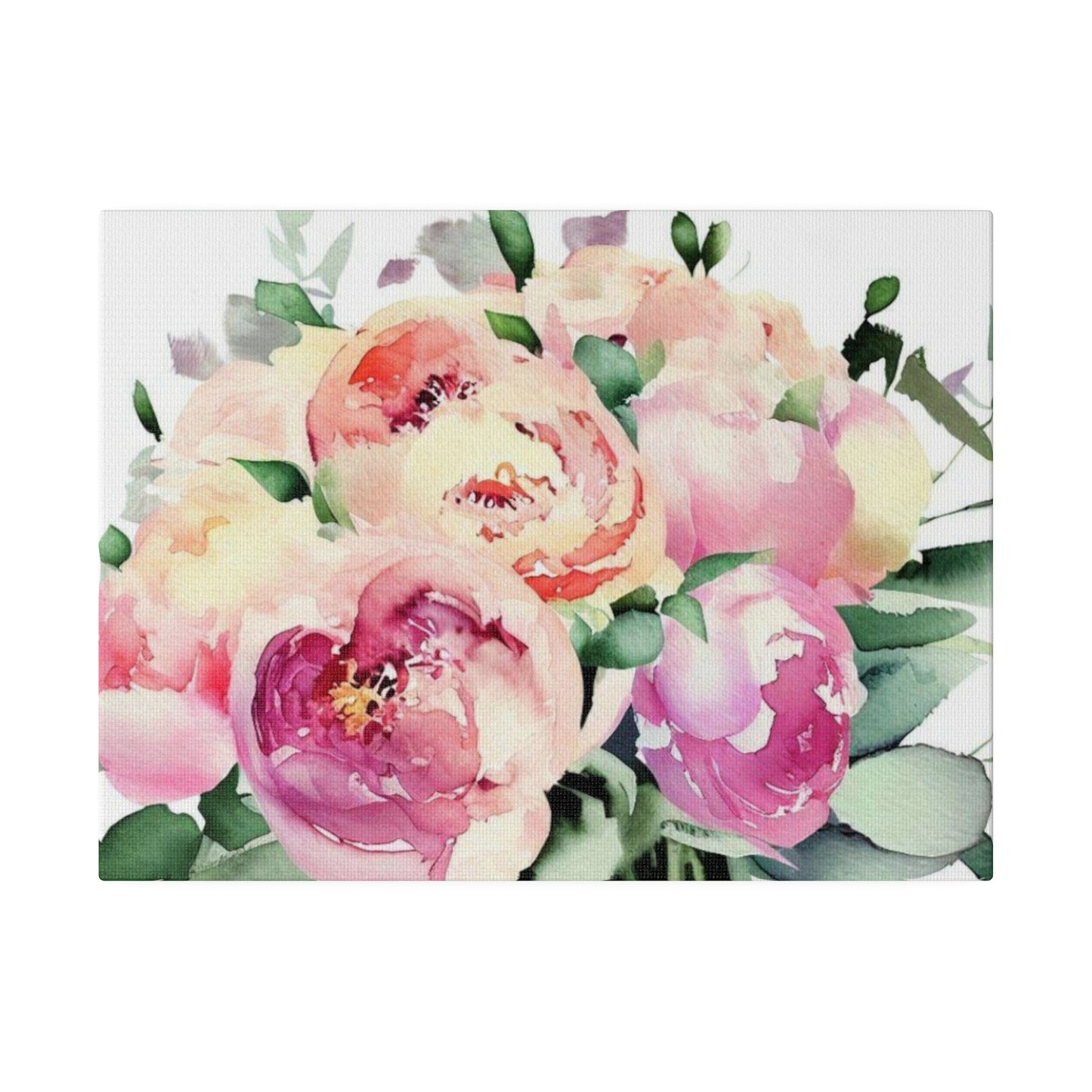 'Peony Bouquet'  - Matte Canvas, Stretched - printed edges, 12 x 9 inches 0.75" edge (unframed , ready to hang)