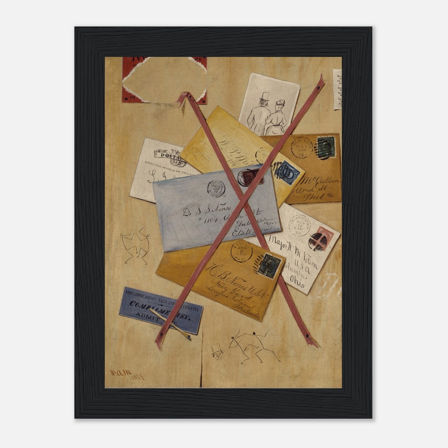 'Pin Board' 5x7 inches - Museum-Quality acid Free Matte Paper (Black Wooden Framed) Poster - Free Shipping in Canada