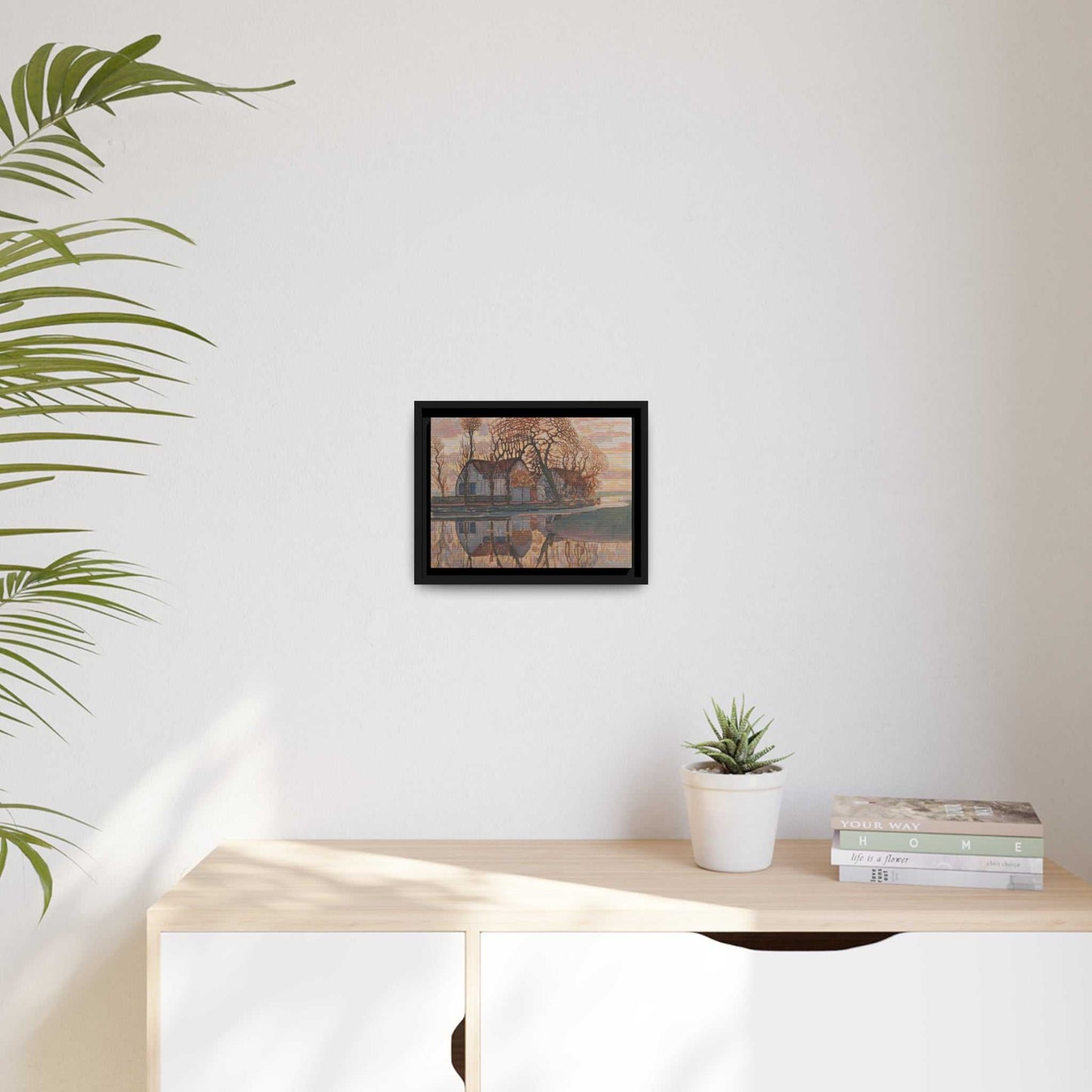 Bright Floral patterned ceramic Latte Mug with c shaped handle 12oz - scratch resistant 'Farm near Duivendrecht' by Piet Mondrian Matte Canvas Museum Art Print Black Wooden Frame 12x 9 inches Africa Blooms Canvas mug Fjarils Fjarils Home page mug