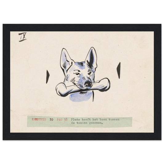 ‘Pluto with a Bone’  8 x 12 inches Museum-Quality Matte Paper - Wooden Framed Poster