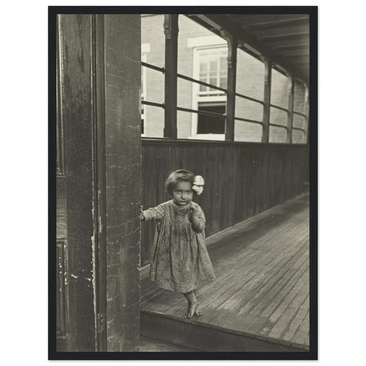 'Little Girl Standing at the Entrance to the Gallery'  Photo Poster - Acid Free Matte Paper 18 x 24 inches (Black Wooden Framed)