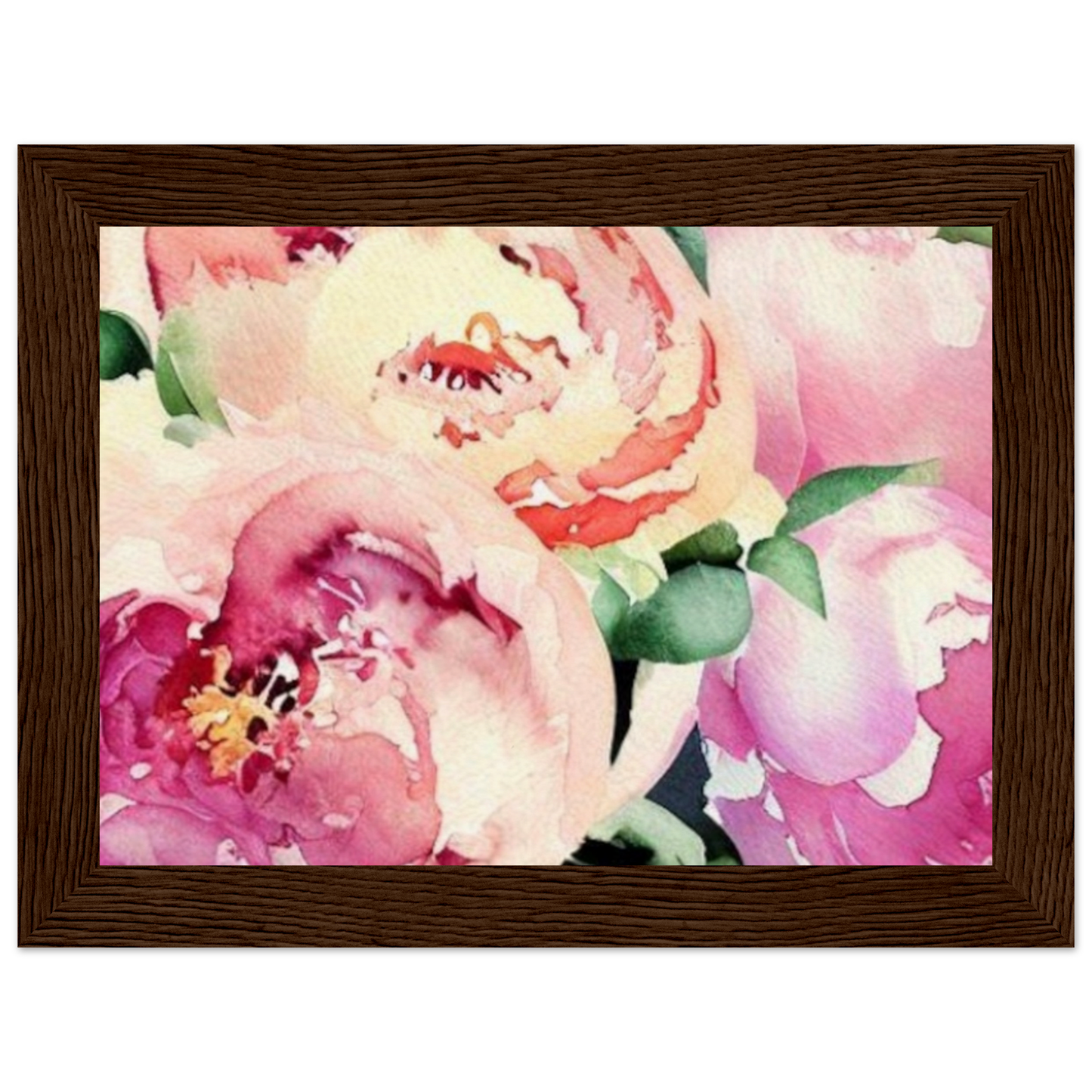 'Peonies' Museum-Quality Matte Paper Wooden Framed Poster