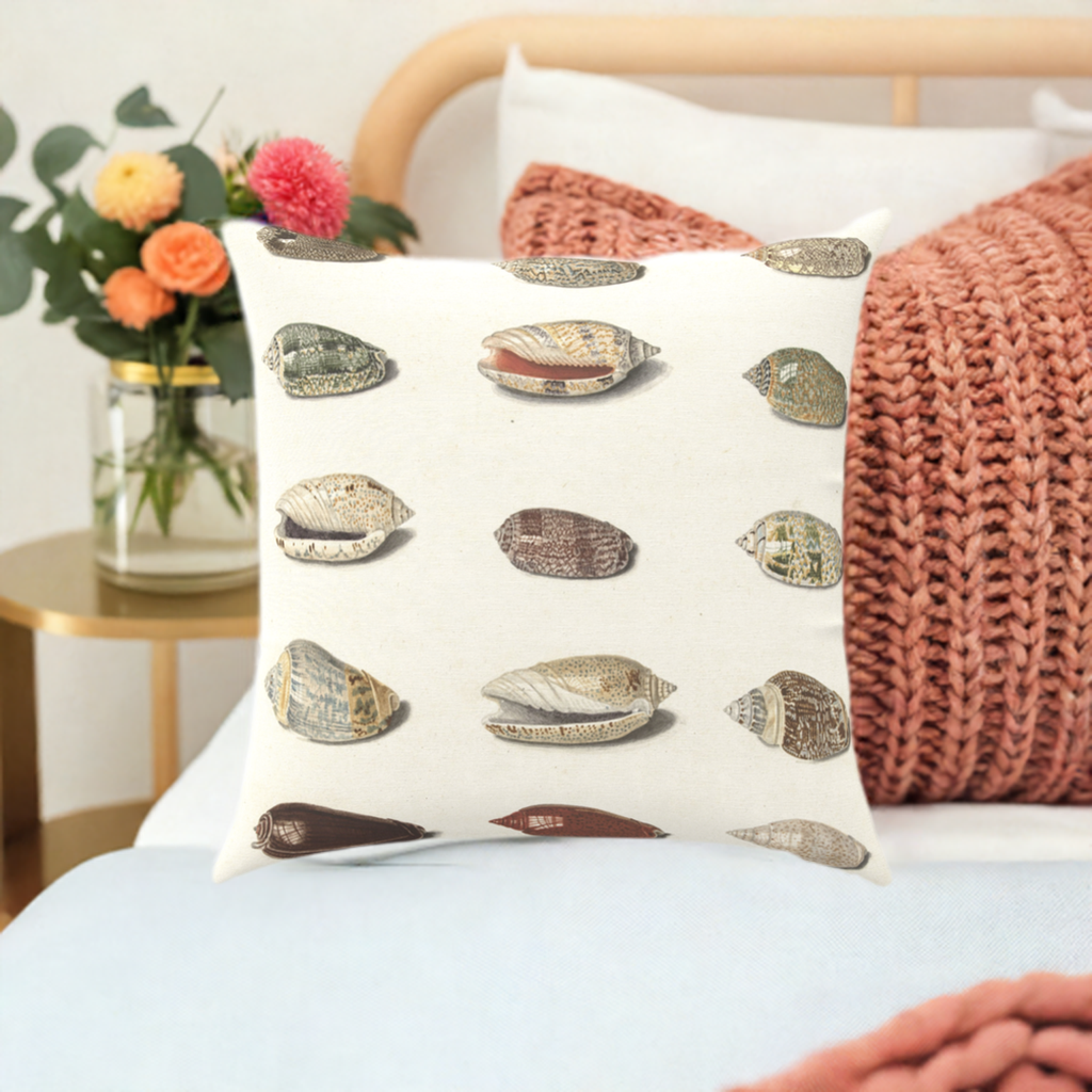 'Shells' Throw Pillow 16 x 16 inches Cotton Twill - Free Shipping in Canada