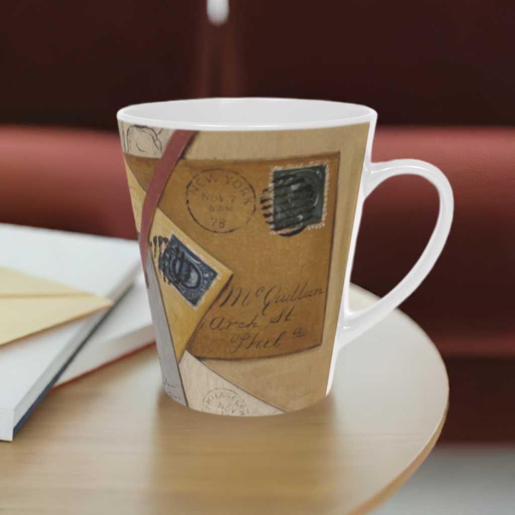 Bright Floral patterned ceramic Latte Mug with c shaped handle 12oz - scratch resistant 'Vintage Mail' Latte Mug, 12oz - Free Shipping in Canada Africa Blooms Mug mug Fjarils Fjarils Home page mug
