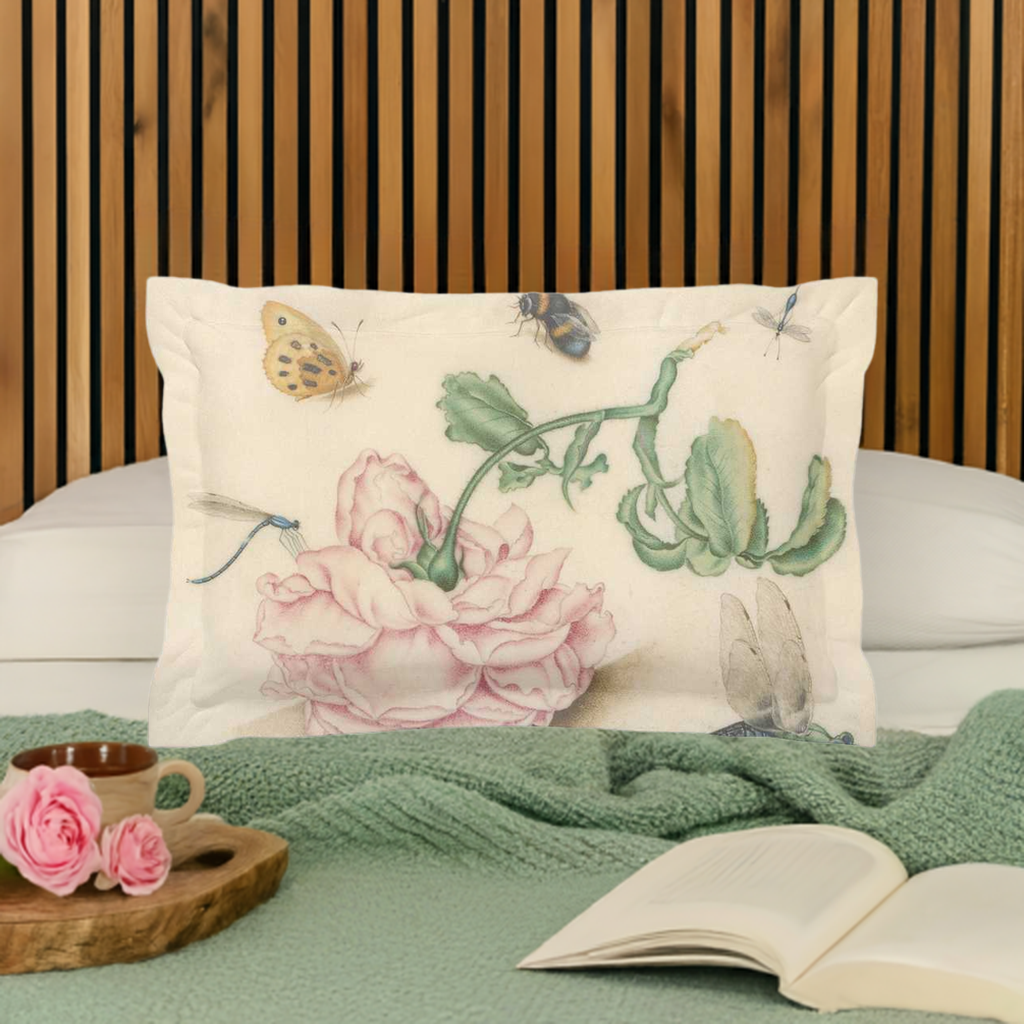 'Butterfly and Rose' Microfiber Pillow Sham 20 '' x 30'' with 2'' Flange