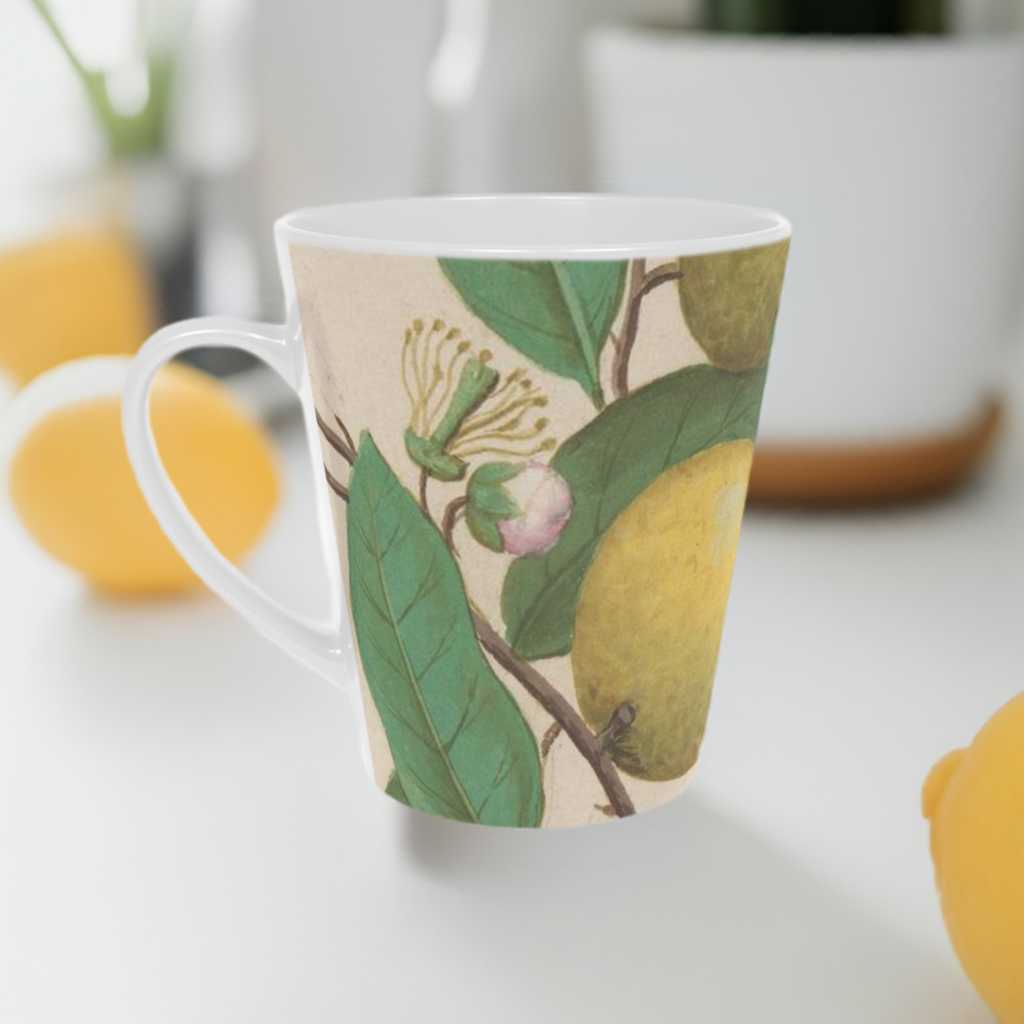 'Lemon Tree' Latte Mug, 12oz Scratch resistant white ceramic with c shaped handle - Free standard Shipping in Canada