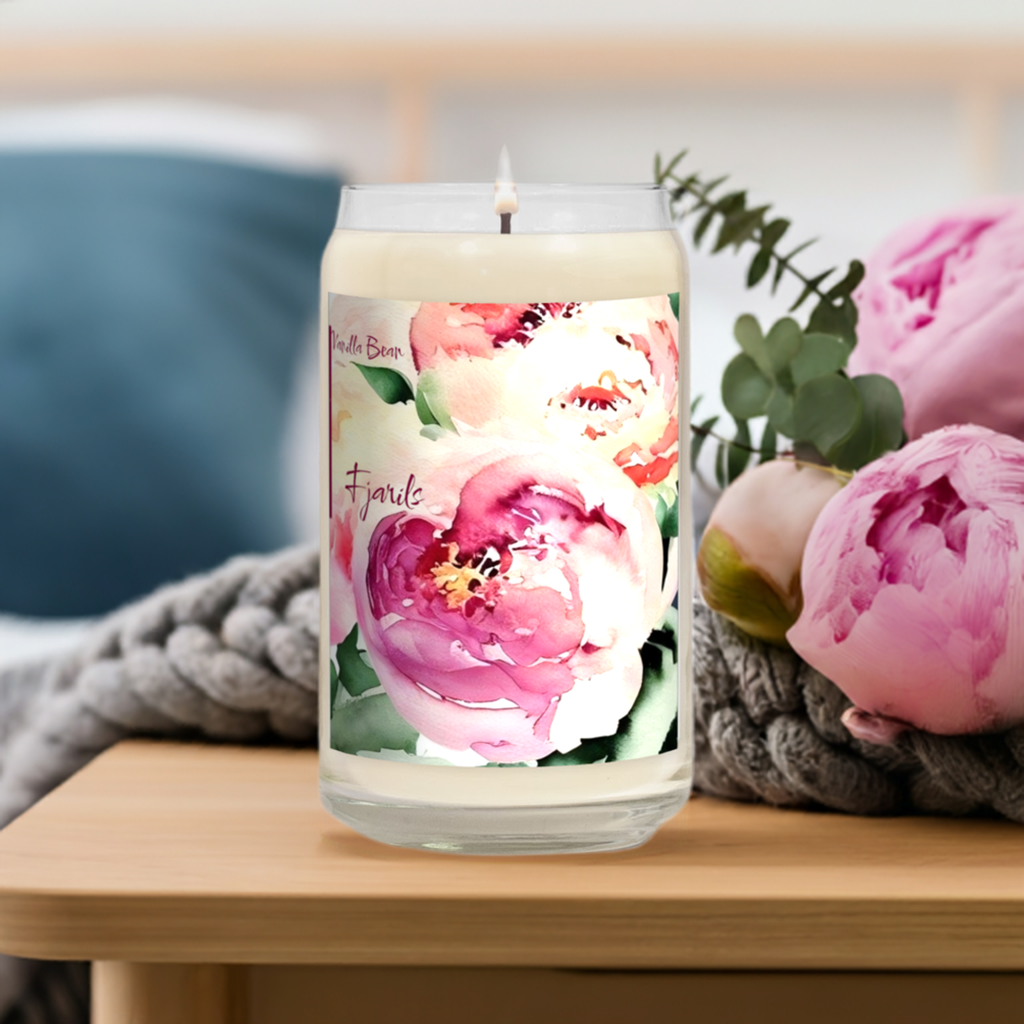 Peonies - Vanilla Bean - 13.75 Ounce - Soy Wax - 60 Hour Candle - Free Shipping in Canada