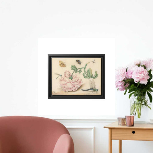 'Butterfly and Rose' - Matte Canvas, Black Wooden Frame - Museum Art Print 12 x 9 inches Africa Blooms Canvas mug Fjarils Fjarils Home page mug