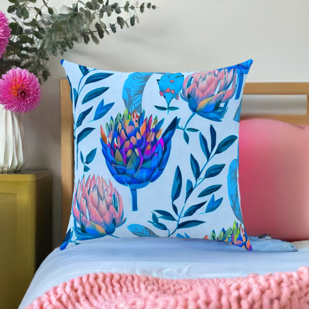 'Protea Supa Brite' Throw Pillow 16 x16 inches Cotton Twill - Free shipping in Canada