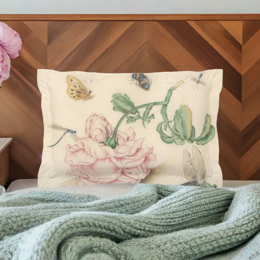 'Butterfly and Rose' Microfiber Pillow Sham 20 '' x 30'' with 2'' Flange