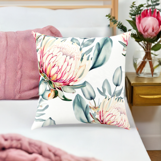 'Oh So Protea' Throw Pillow 16 x 16 inches Cotton Twill - Free Shipping in Canada
