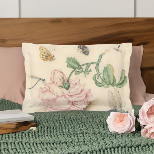 'Butterfly and Rose' Microfiber Pillow Sham 20 '' x 30'' with 2'' Flange