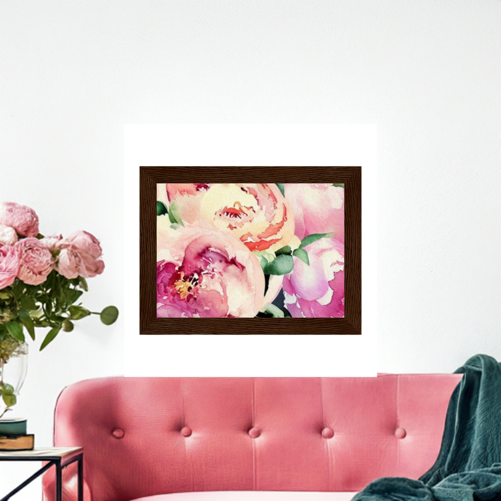 'Peonies' Museum-Quality Matte Paper Wooden Framed Poster