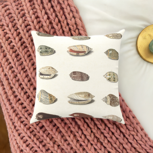 'Shells' Throw Pillow 16 x 16 inches Cotton Twill  - Free Shipping in Canada