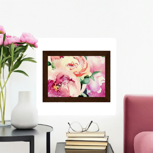 'Peonies' Museum-Quality Matte Paper Wooden Framed Poster