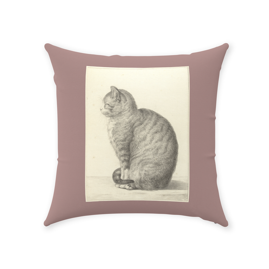 'Sitting Kitty' Throw Pillow  16 x 16 inches Cotton Twill - Free Shipping in Canada