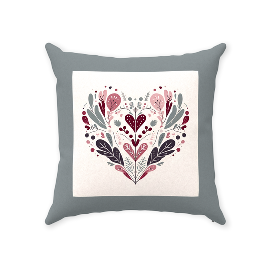 'Scandi Heart' Throw Pillow 16 x 16 inches - Faux Suede - with Zipper - Free Shipping in Canada