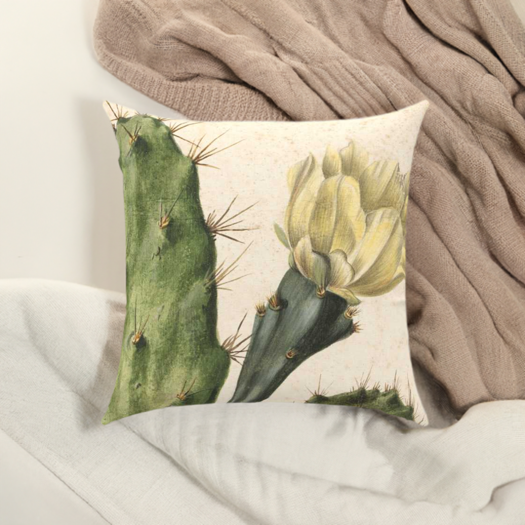 'Cactus Flower' Throw Pillow 16 x16 inches Cotton Twill - Free Shipping in Canada