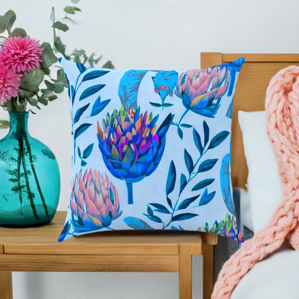 'Protea Supa Brite' Throw Pillow 16 x16 inches Cotton Twill - Free shipping in Canada