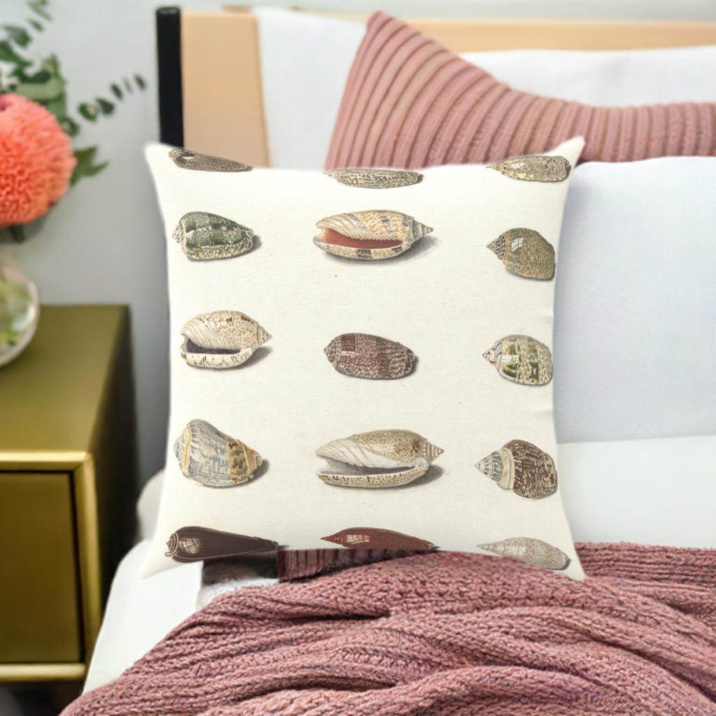 'Shells' Throw Pillow 16 x 16 inches Cotton Twill  - Free Shipping in Canada