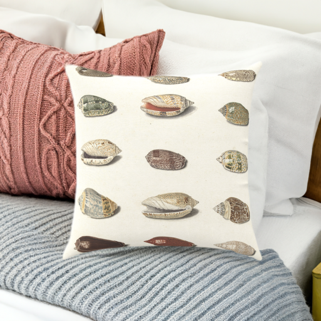'Shells' Throw Pillow 16 x 16 inches Cotton Twill  - Free Shipping in Canada