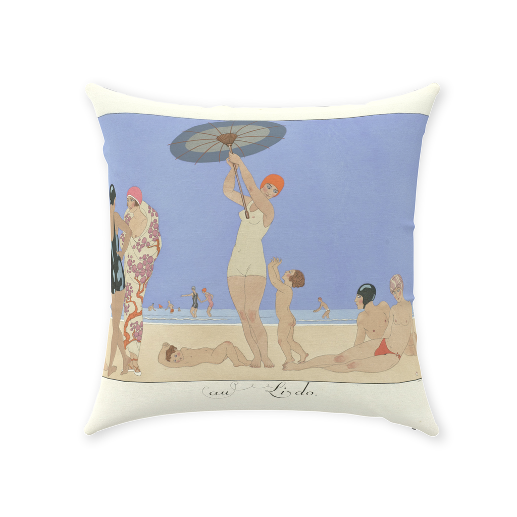 'On The Beach 1924'  Throw Pillow 16 x 16 inches Cotton Twill - Free Shipping in Canada